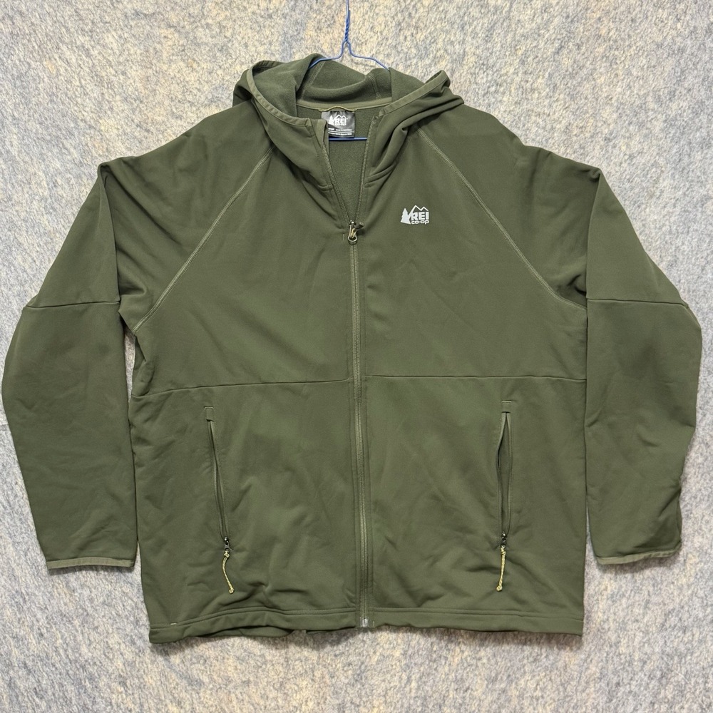 REI Co-op Jacket Mens XXL Green Full Zip Hooded Outdoor Hiking 2XL 227569